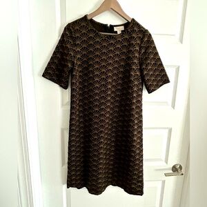 Loft Short Sleeve Dress Black Brown Size M